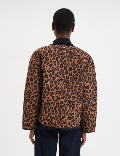 Veste matelass&eacute;e boutonn&eacute;e col rond camel femme