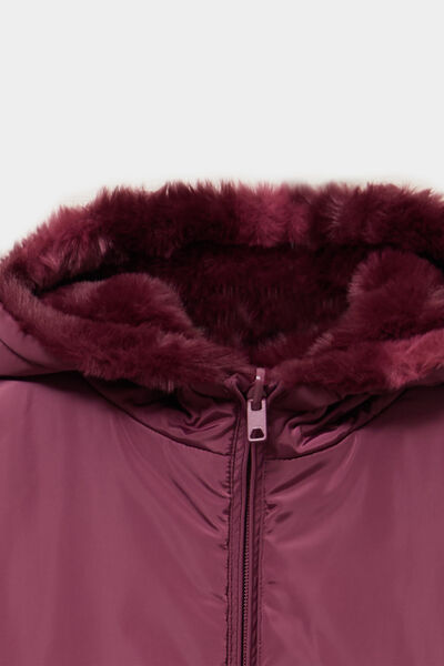 Veste r&eacute;versible &agrave; capuche bordeaux fille