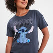 T-shirt manches courtes coton Stitch gris foncé femme