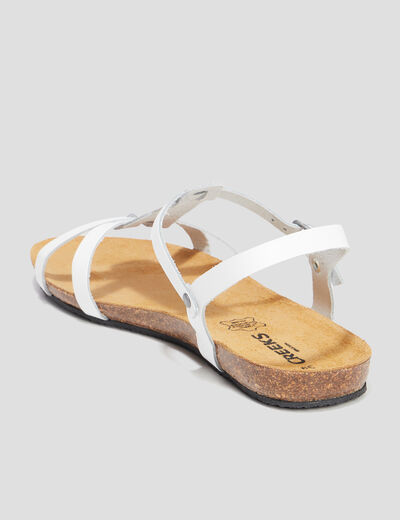 Sandales plates en cuir Creeks blanc femme