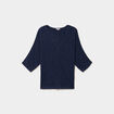 Pull manches 3/4 col en V bleu fonc&eacute; femme grande taille