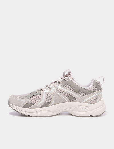 Baskets running &agrave; lacets gris argent homme