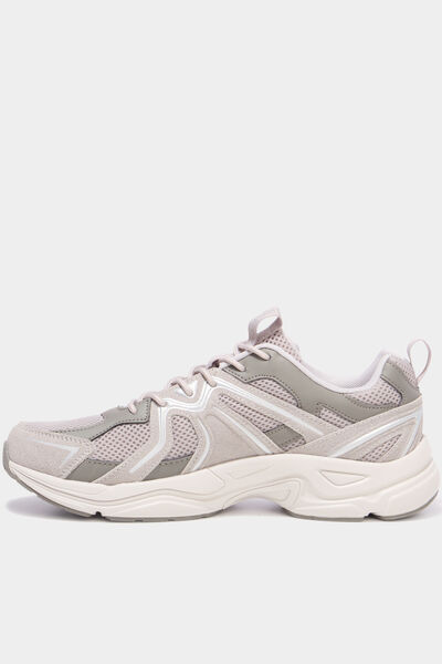 Baskets running &agrave; lacets gris argent homme