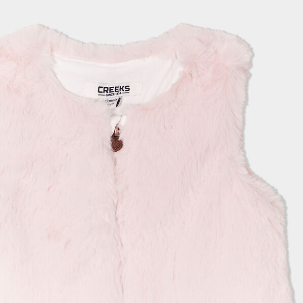 gilet fausse fourrure sans manches rose clair bebef Gilet fausse fourrure sans manches rose clair bébé fille