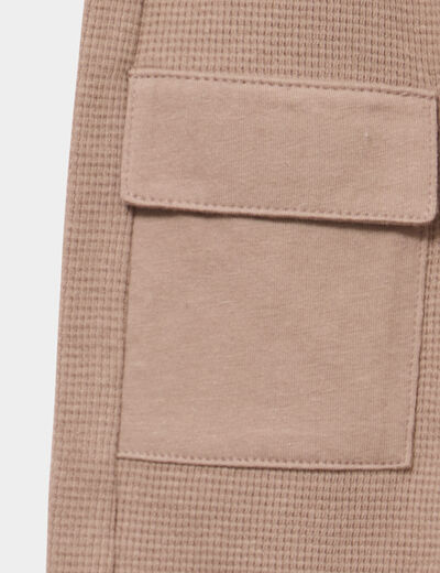 Pantalon droit bas resserr&eacute; coton taupe b&eacute;b&eacute; gar&ccedil;on