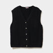 Gilet sans manches col V boutonn&eacute; noir femme