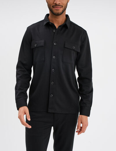 Surchemise manches longues 2 poches noir homme