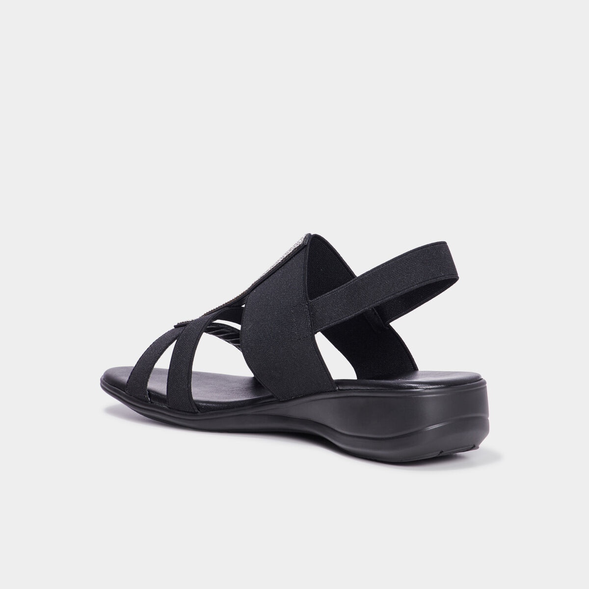 Sandales talons compens&eacute;s noir femme
