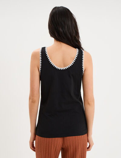 D&eacute;bardeur cintr&eacute; avec broderie coton noir femme