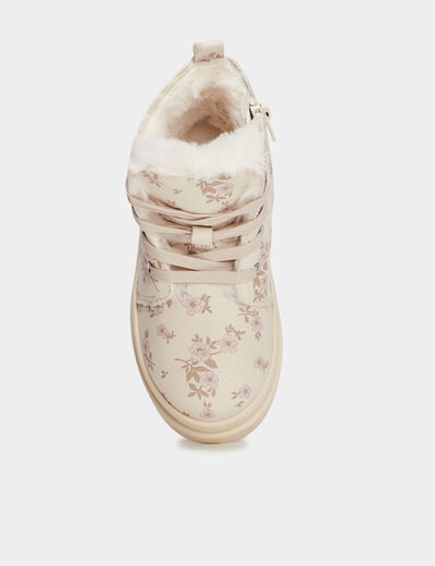Bottines fourrées à paillettes creme fille