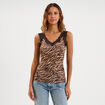 D&eacute;bardeur avec dentelle col en V beige moyen femme
