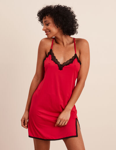 Nuisette à bretelles dos croisé rouge femme
