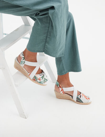 Sandales compensées brides croisées multicolore femme