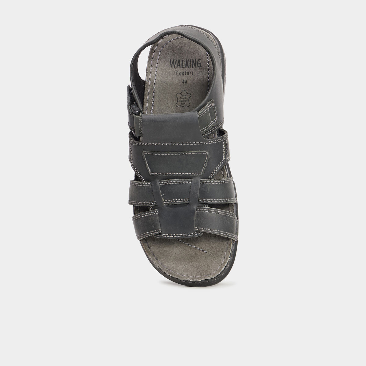Sandales &agrave; scratchs en cuir noir homme