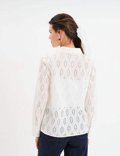 Chemise broderie anglaise coton ecru femme