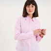 Chemise cintr&eacute;e stretch manches longues rose femme
