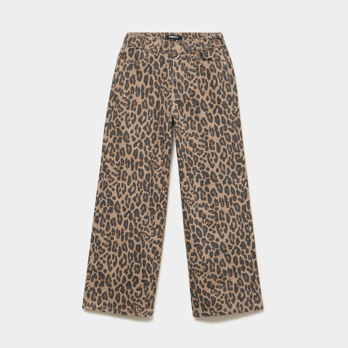Pantalon large taille ajustable coton marron fille
