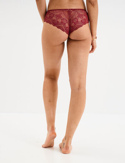Shorty en dentelle rouge foncé femme