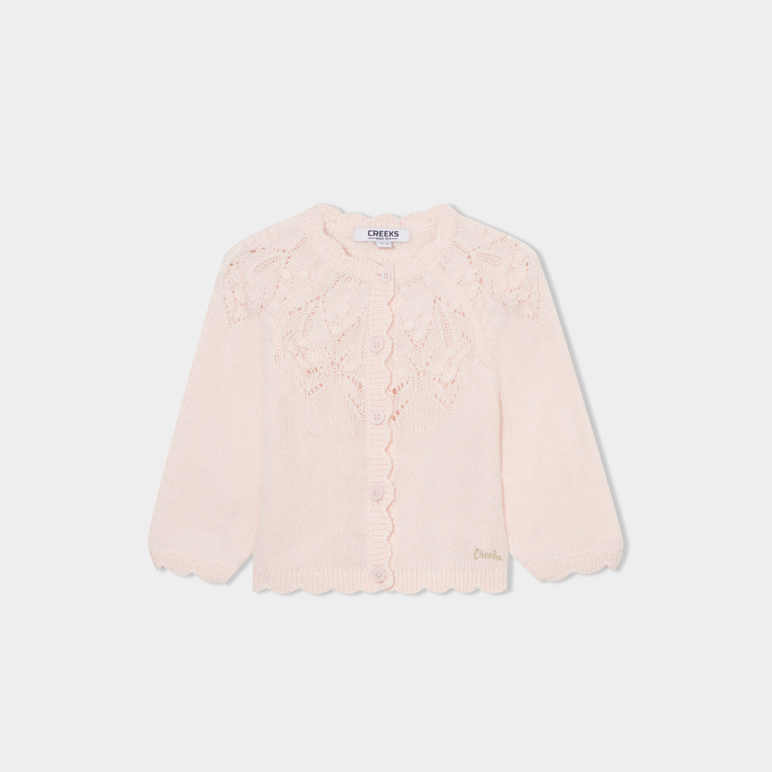 Gilet boutonné bord festonné Creeks rose clair bébé fille CREEKS