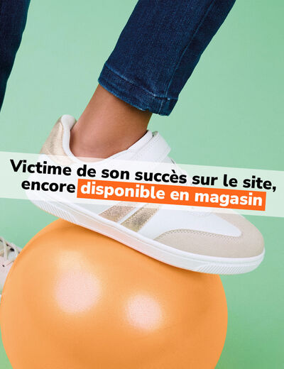 Tennis basses à scratchs blanc fille