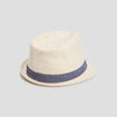 Chapeau trilby avec ruban beige garçon