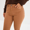 Pantalon slim en coton elasthanne marron clair femme