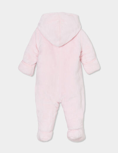Combinaison pilote effet polaire zippée rose clair bébé fille