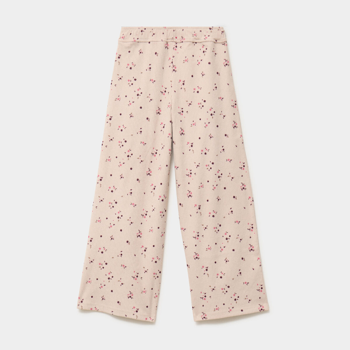 Pantalon large velours c&ocirc;tel&eacute; ficelle fille
