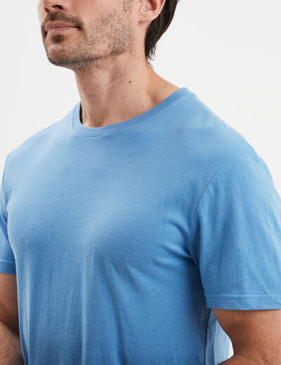 T-shirt droit en coton manches courtes bleu homme