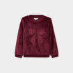 Sweat effet velours d&eacute;tails brod&eacute;s bordeaux fille