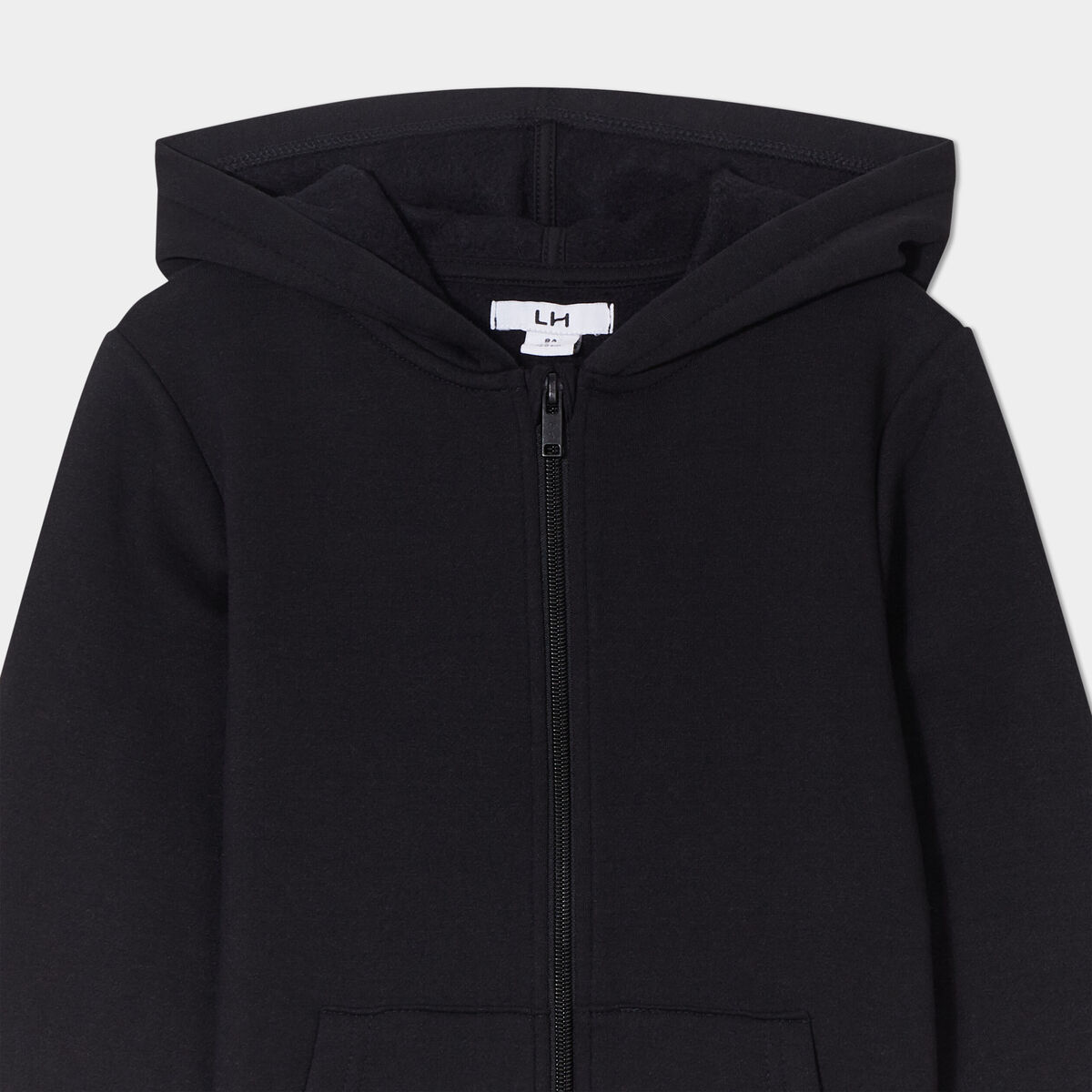 Sweat &agrave; capuche zipp&eacute; noir fille