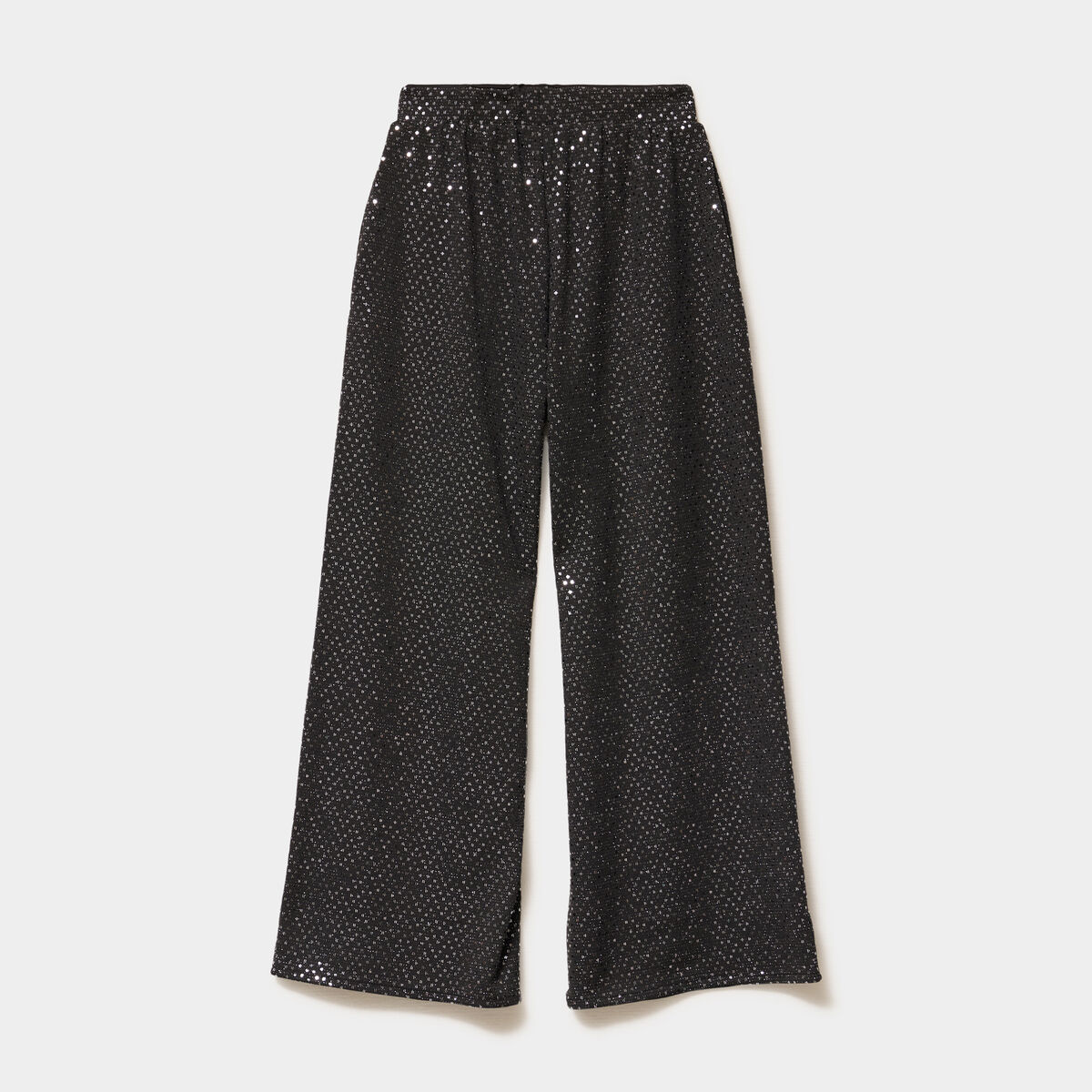 Pantalon large &agrave; strass gris argent fille
