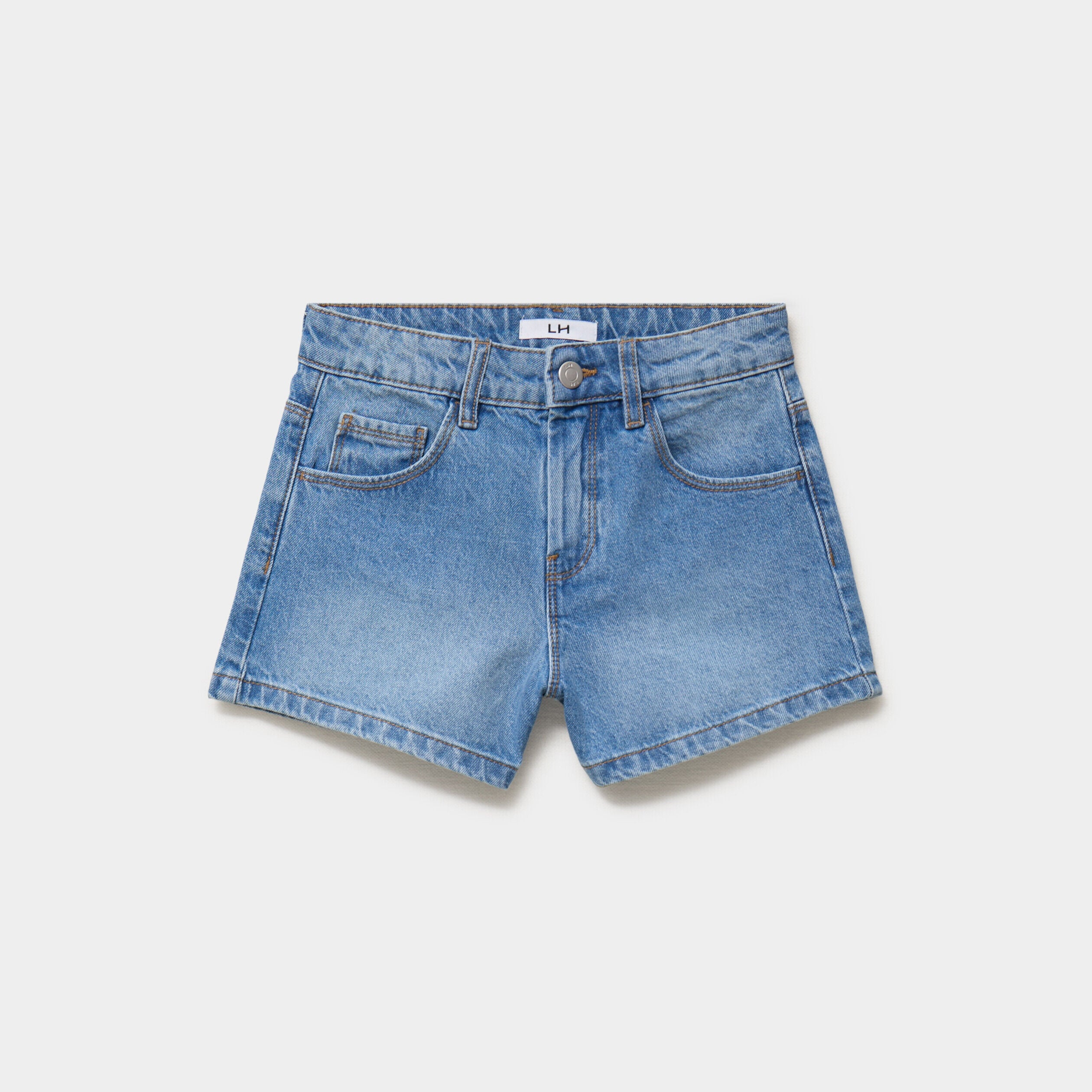 Short en jean taille ajustable coton denim stone fille LH