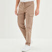 Pantalon cargo en coton taupe homme