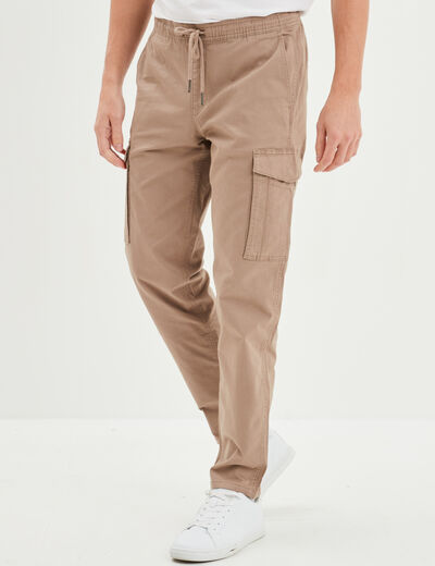 Pantalon cargo en coton taupe homme