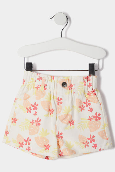 Short coton taille élastiquée Creeks ecru bébé fille