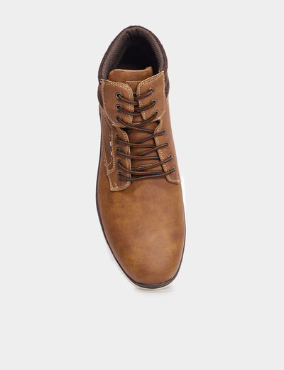Bottines montantes &agrave; lacets marron homme