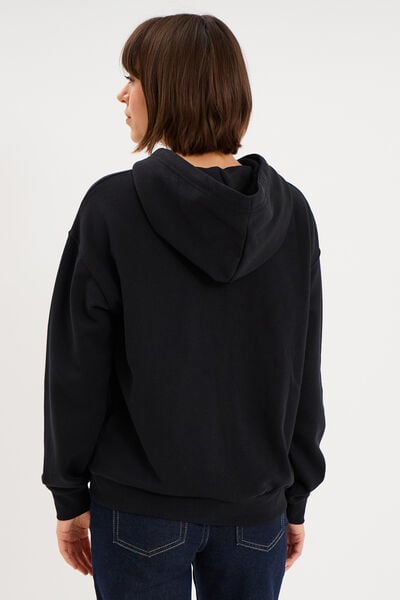 Sweat zipp&eacute; &agrave; capuche noir femme