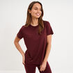 T-shirt de sport droit manches courtes violet fonc&eacute; femme