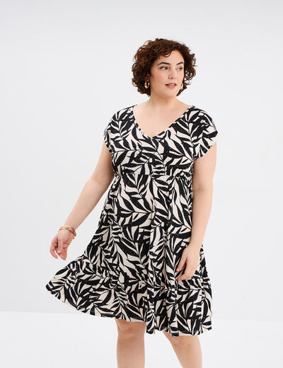 Robe patineuse à volants ecru femme grande taille