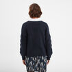 Gilet col en V boutonné manches longues bleu foncé femme