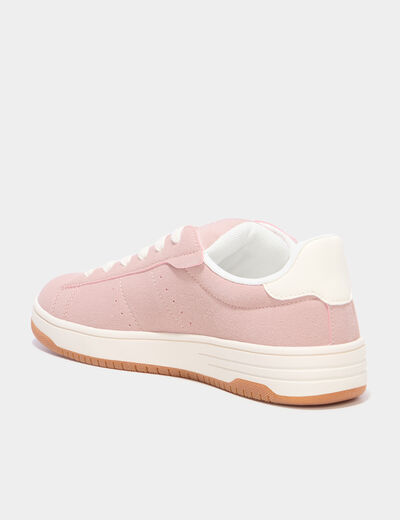 Tennis basses &agrave; lacets rose femme