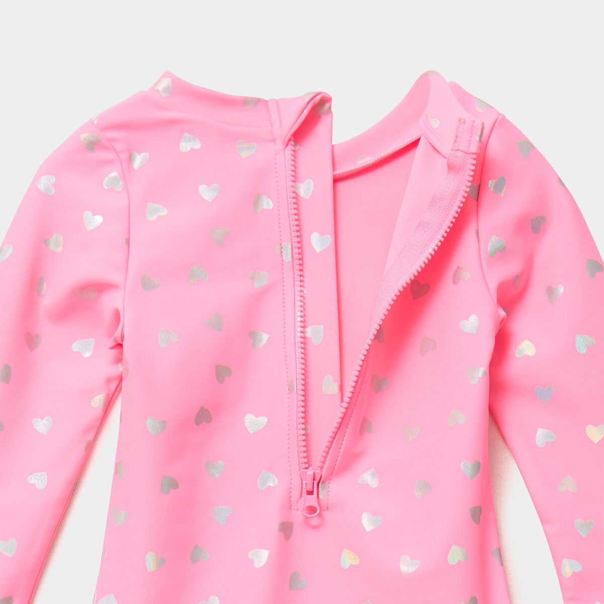 Combinaison de bain UV manches longues rose fluo b&eacute;b&eacute; fille