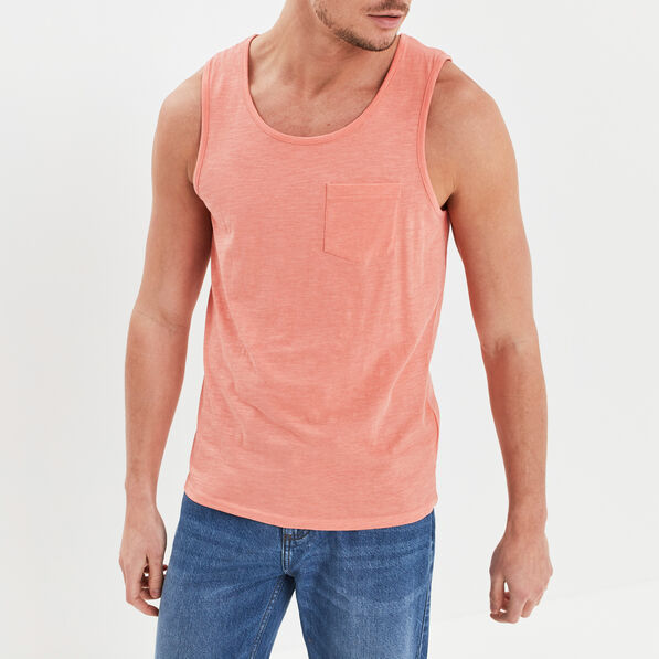 debardeur bretelles larges avec poche rose saumon homme Débardeur bretelles larges avec poche rose saumon homme