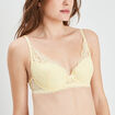 Soutien-gorge foulard en dentelle jaune pastel femme
