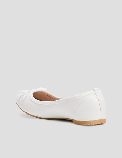 Ballerines &agrave; noeuds blanc fille