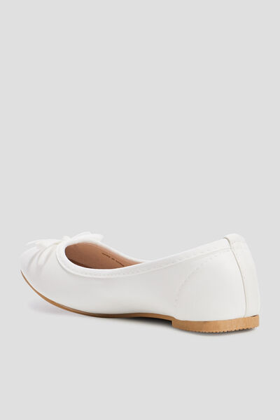 Ballerines &agrave; noeuds blanc fille