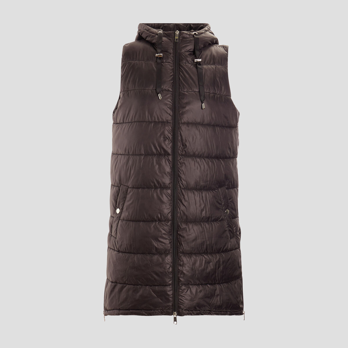 Doudoune longue sans manches noir femme