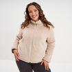 Veste de pyjama effet polaire zipp&eacute;e gris clair femme grande taille