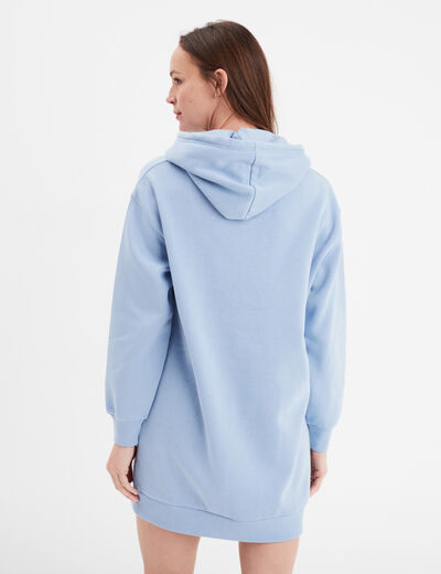 Robe sweat à capuche bleu clair femme